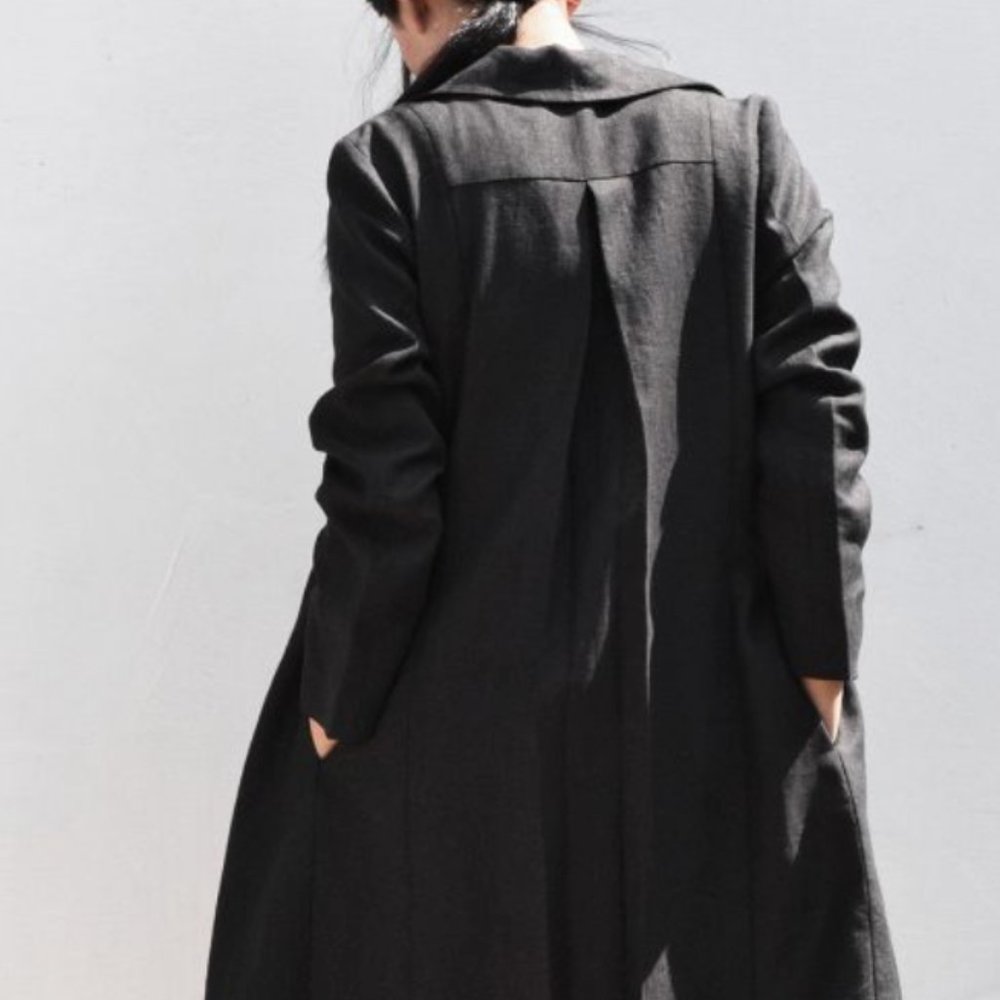 TURN BLACK LINEN JACKET - Picture 2 of 5